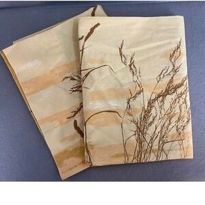 Vintage Vera Neumann Pillowcase Set 2 Tall Grass Wheat 1970s Yellow Tan